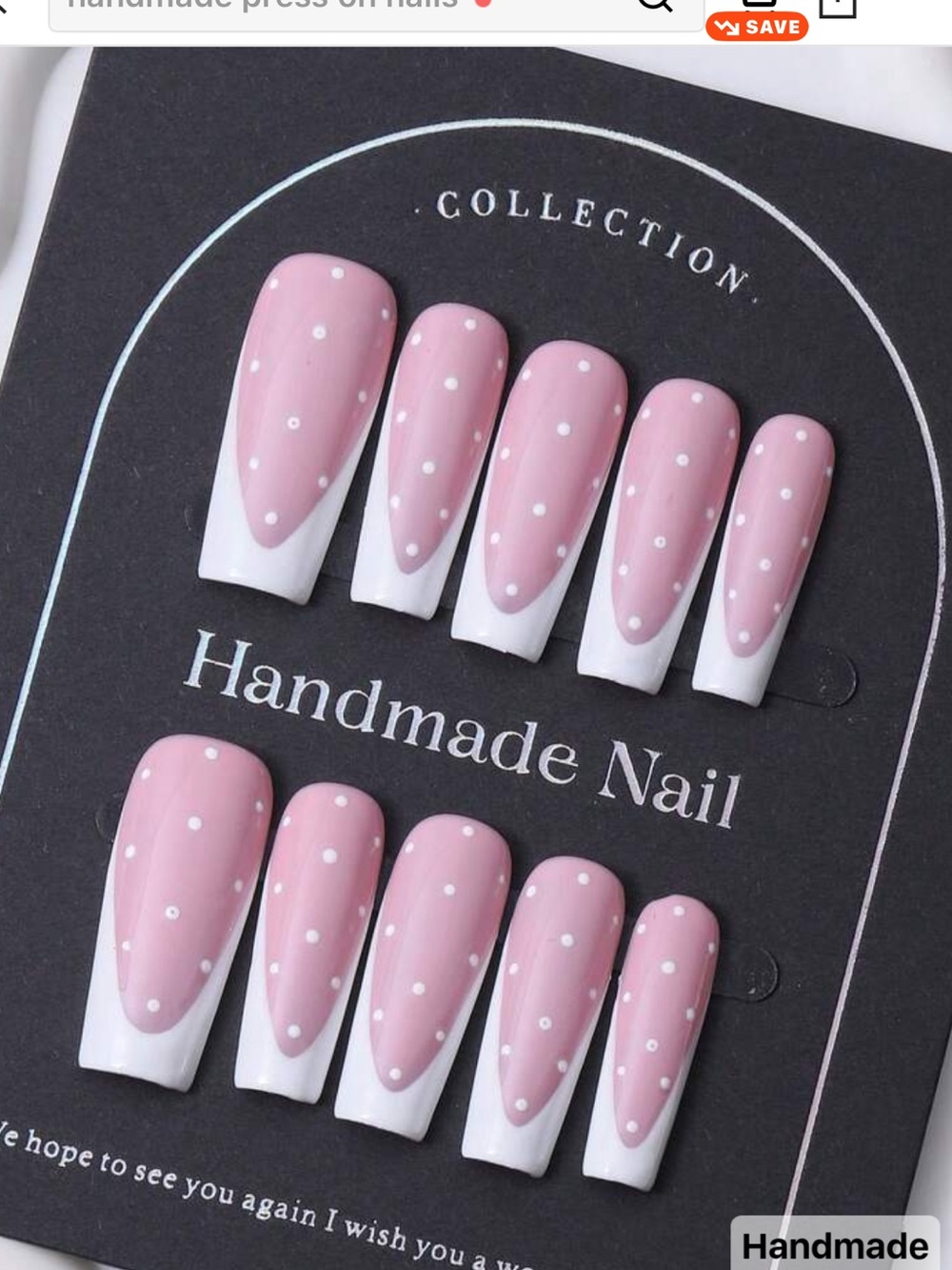 Handmade Pink Polka Dot French Tip Press-On Nails